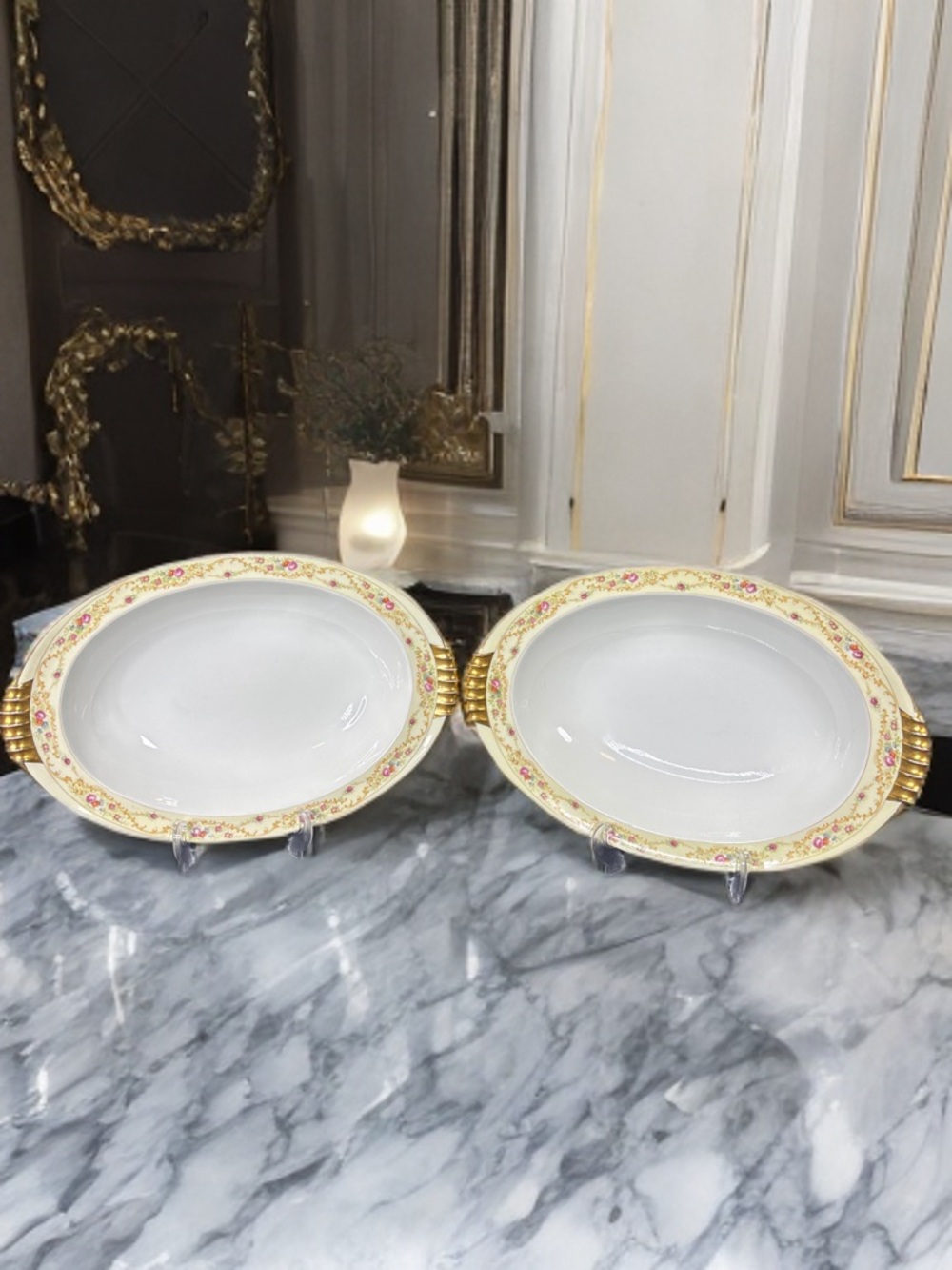 Meito China serving platter in the Windsor Shape pattern - Set of 2
